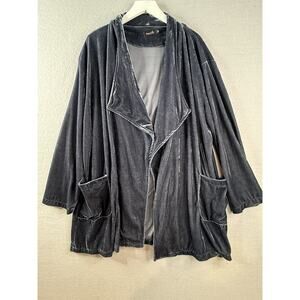Amarylis Velvet Open Blazer Cardigan Sz 3X Blue Gray Flowy Whimsygoth Boho FLAW